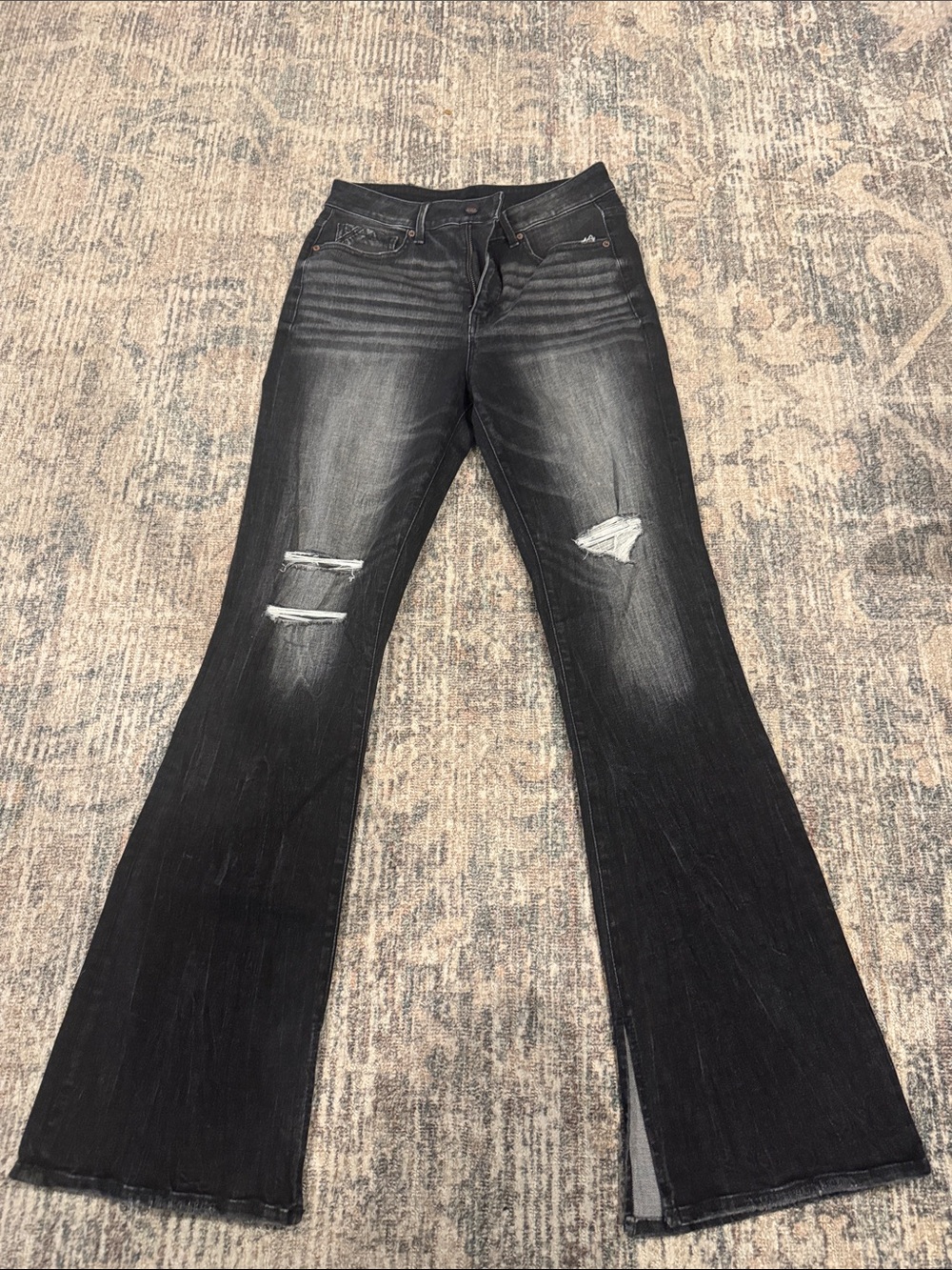 Buckle Black Distressed Flare Jeans